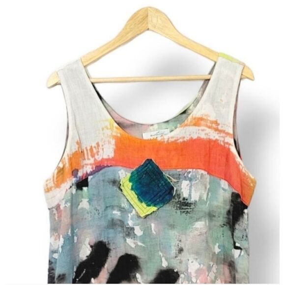 Sucesos Hand Painted One Of A Kind Painter's Palette Sleeveless Tank Dress OSFM - Picture 3 of 9